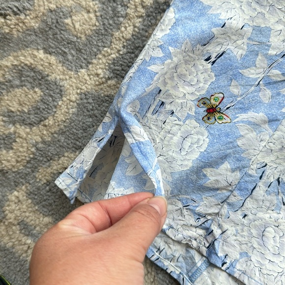 Vintage Silk Assets Diane Von Furstenberg Floral Silk Button Down Top Blue Sm - Picture 6 of 6